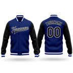 Custom Royal Black-White Bomber Full-Snap Varsity Letterman Two Tone Jacket