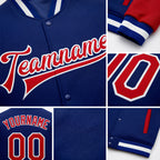 Custom Royal Red-White Bomber Full-Snap Varsity Letterman Two Tone Jacket detail