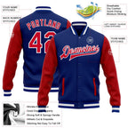 Custom Royal Red-White Bomber Full-Snap Varsity Letterman Two Tone Jacket photo 5