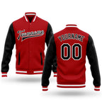 Custom Red Black-White Bomber Full-Snap Varsity Letterman Two Tone Jacket