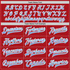 Custom Red Light Blue-White Bomber Full-Snap Varsity Letterman Two Tone Jacket photo 6
