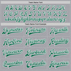 Custom Gray Kelly Green-White Bomber Full-Snap Varsity Letterman Two Tone Jacket photo 6