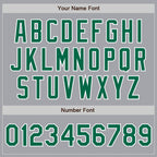 Custom Gray Kelly Green-White Bomber Full-Snap Varsity Letterman Two Tone Jacket photo 7