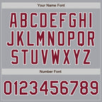 Custom Gray Crimson-White Bomber Full-Snap Varsity Letterman Two Tone Jacket photo 7