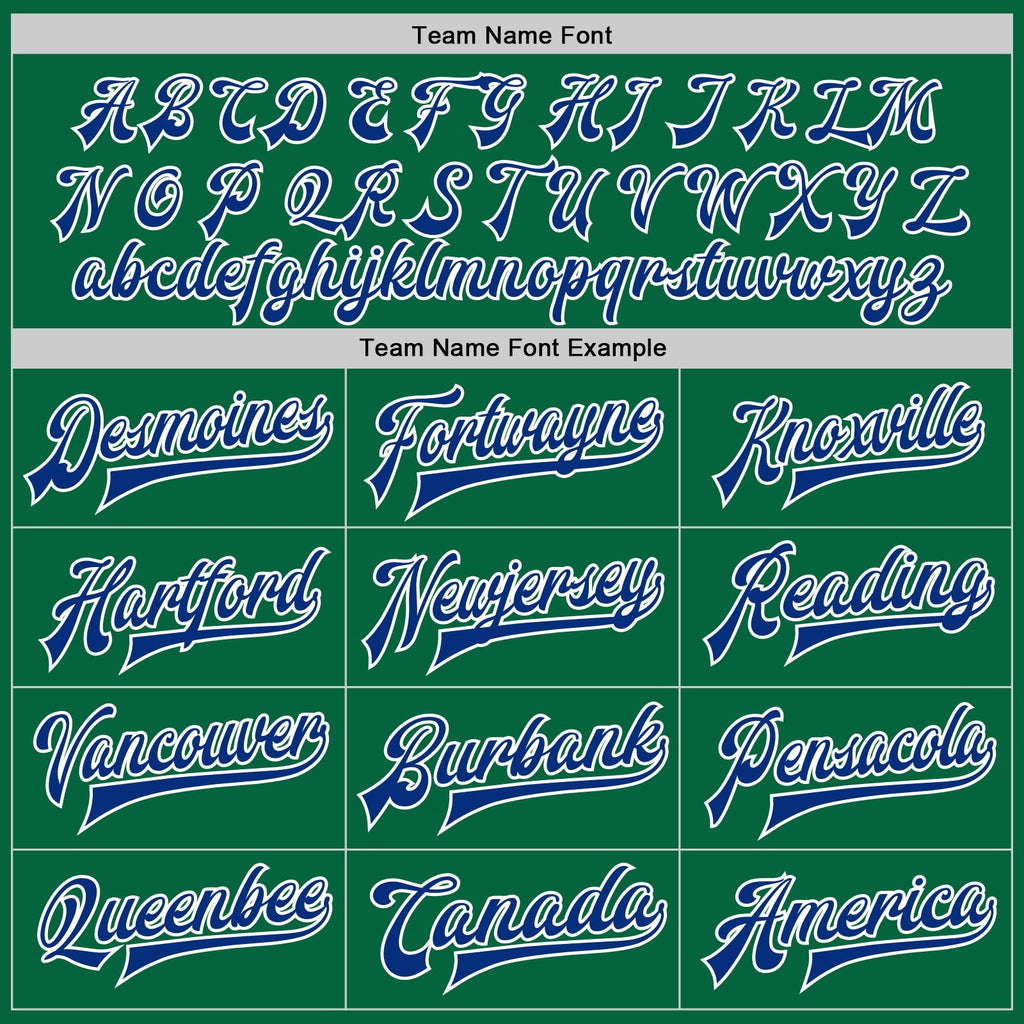 Custom Kelly Green Royal-White Bomber Full-Snap Varsity Letterman Two Tone Jacket photo 5