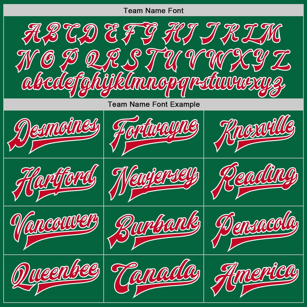 Custom Kelly Green Red-White Bomber Full-Snap Varsity Letterman Two Tone Jacket photo 5