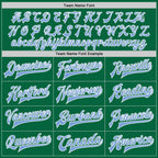 Custom Kelly Green Light Blue-White Bomber Full-Snap Varsity Letterman Two Tone Jacket photo 5