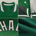 Custom Kelly Green White-Gray Bomber Full-Snap Varsity Letterman Two Tone Jacket photo 4