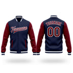 Custom Navy Crimson-White Bomber Full-Snap Varsity Letterman Two Tone Jacket