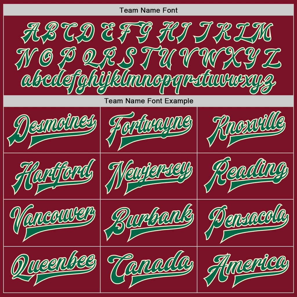 Custom Crimson Kelly Green-Cream Bomber Full-Snap Varsity Letterman Two Tone Jacket photo 6