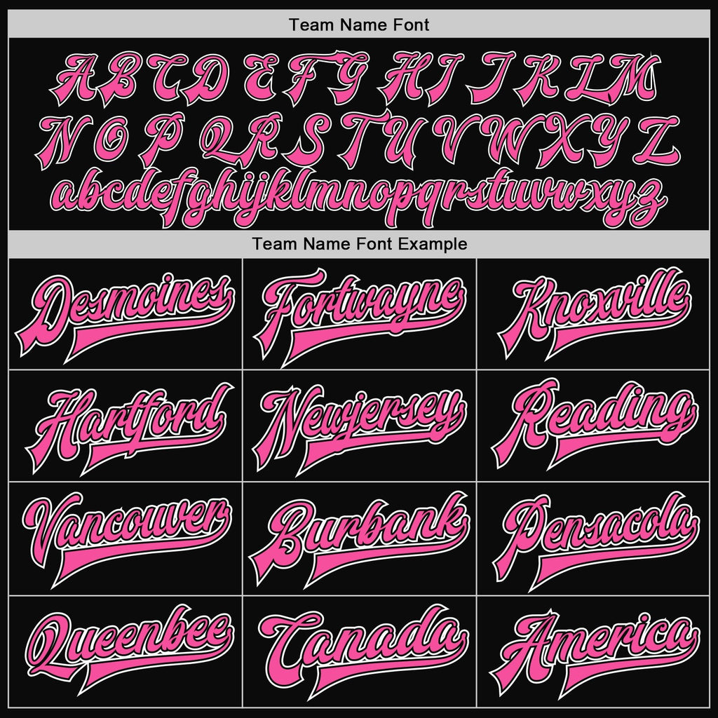 Custom Black Pink-White Bomber Full-Snap Varsity Letterman Jacket photo 5