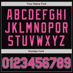 Custom Black Pink-White Bomber Full-Snap Varsity Letterman Jacket photo 6