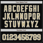 Custom Black Vegas Gold-White Bomber Full-Snap Varsity Letterman Jacket photo 6