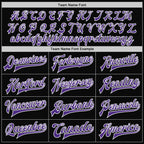 Custom Black Purple-White Bomber Full-Snap Varsity Letterman Jacket photo 6