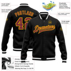 Custom Black Burgundy-Gold Bomber Full-Snap Varsity Letterman Jacket photo 5