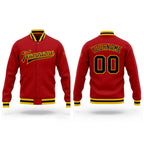 Custom Red Black-Gold Bomber Full-Snap Varsity Letterman Jacket