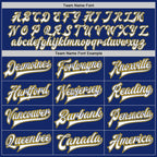 Custom Royal White Navy-Gold Bomber Full-Snap Varsity Letterman Jacket photo 6
