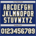 Custom Royal White Navy-Gold Bomber Full-Snap Varsity Letterman Jacket photo 7