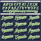 Custom Navy Neon Green-White Bomber Full-Snap Varsity Letterman Jacket photo 5