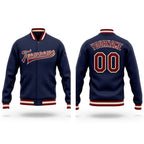 Custom Navy Maroon-Cream Bomber Full-Snap Varsity Letterman Jacket