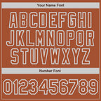 Custom Texas Orange Texas Orange Gray-White Bomber Full-Snap Varsity Letterman Jacket photo 6