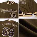 Custom Olive Black-Old Gold Bomber Full-Snap Varsity Letterman Salute To Service Jacket photo 4
