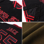 Custom Olive Camo Black-Old Gold Bomber Full-Snap Varsity Letterman Salute To Service Jacket photo 4