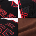 Custom Brown Gold-White Bomber Full-Snap Varsity Letterman Jacket photo 4