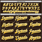 Custom Brown Gold-White Bomber Full-Snap Varsity Letterman Jacket photo 6
