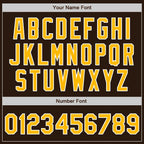 Custom Brown Gold-White Bomber Full-Snap Varsity Letterman Jacket photo 7