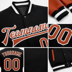Custom Black Texas Orange-White Bomber Full-Snap Varsity Letterman Two Tone Jacket detail