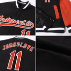 Custom Black Texas Orange-White Bomber Full-Snap Varsity Letterman Two Tone Jacket photo 4