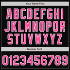 Custom Black Pink-White Bomber Full-Snap Varsity Letterman Jacket photo 7