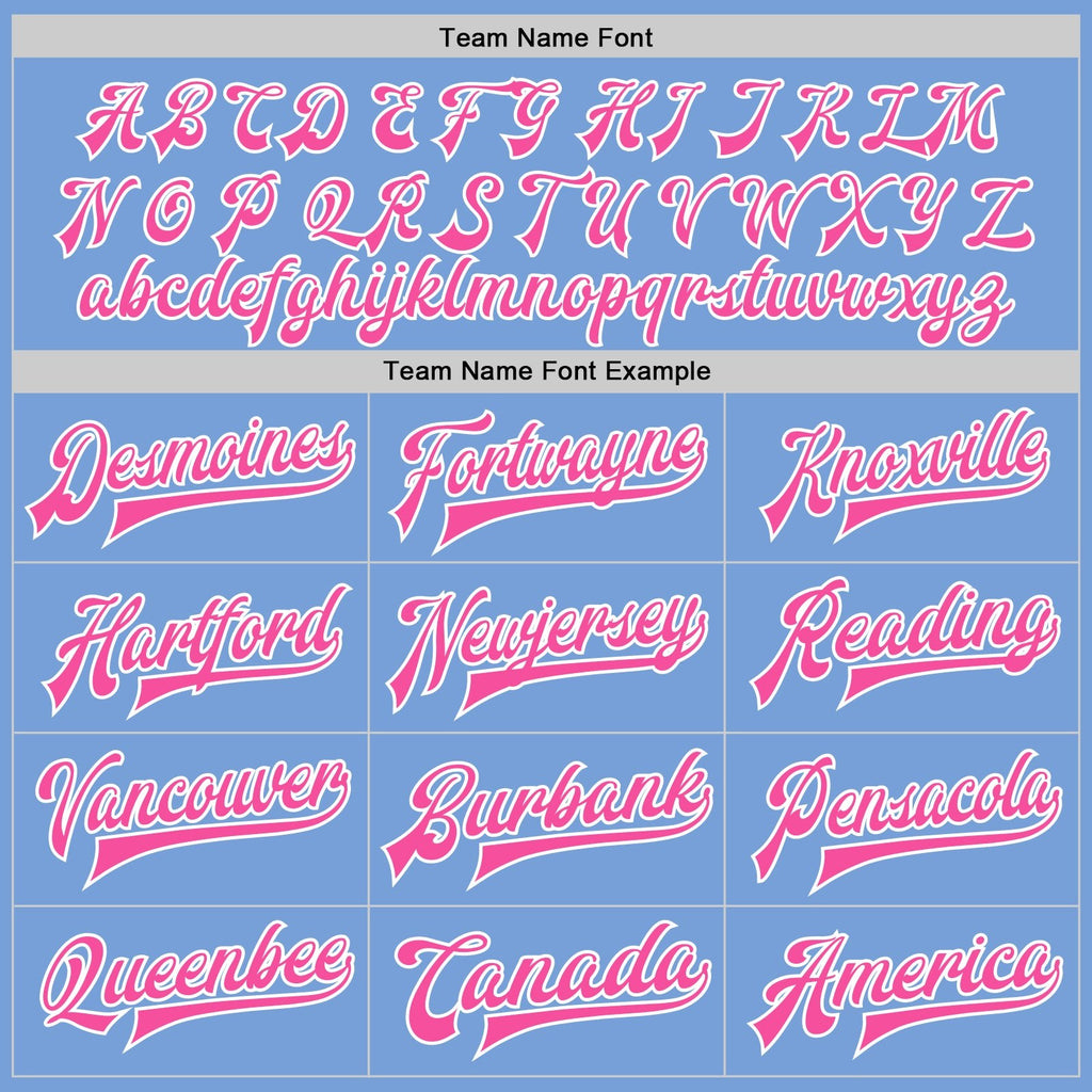 Custom Light Blue Pink-White Bomber Full-Snap Varsity Letterman Jacket photo 5