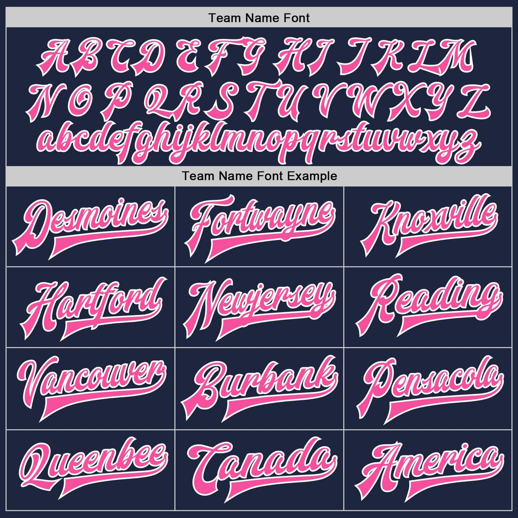 Custom Navy Pink-White Bomber Full-Snap Varsity Letterman Jacket photo 5