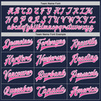 Custom Navy Pink-White Bomber Full-Snap Varsity Letterman Jacket photo 5