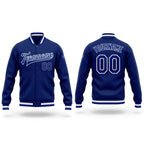 Custom Royal Royal-White Bomber Full-Snap Varsity Letterman Jacket