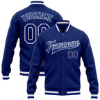 Custom Royal Royal-White Bomber Full-Snap Varsity Letterman Jacket photo 1