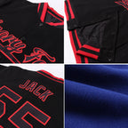 Custom Royal Royal-White Bomber Full-Snap Varsity Letterman Jacket photo 4