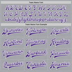 Custom Gray Purple-White Bomber Full-Snap Varsity Letterman Jacket photo 5
