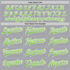 Custom Gray Neon Green-White Bomber Full-Snap Varsity Letterman Jacket photo 5