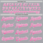 Custom Gray Pink-White Bomber Full-Snap Varsity Letterman Jacket photo 6