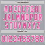 Custom Gray Pink-White Bomber Full-Snap Varsity Letterman Jacket photo 7
