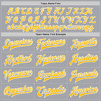 Custom Gray Gold-White Bomber Full-Snap Varsity Letterman Jacket photo 5
