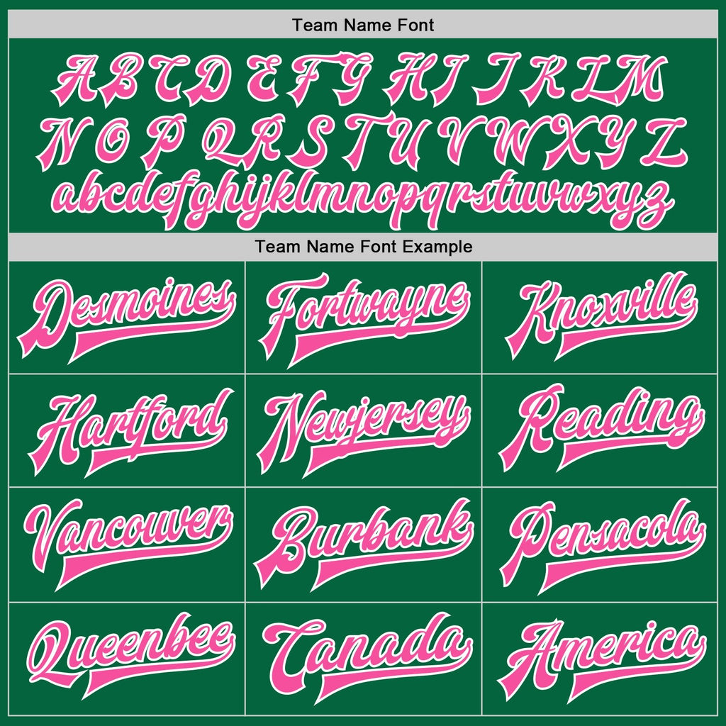 Custom Kelly Green Pink-White Bomber Full-Snap Varsity Letterman Jacket photo 5