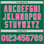 Custom Kelly Green Pink-White Bomber Full-Snap Varsity Letterman Jacket photo 6