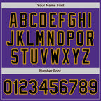 Custom Purple Black-Gold Bomber Full-Snap Varsity Letterman Jacket photo 7