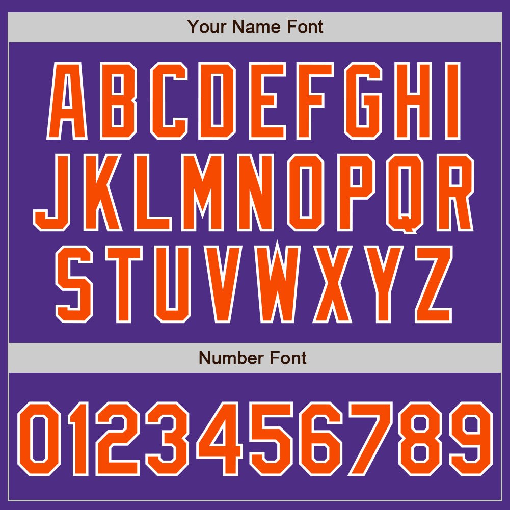 Custom Purple Orange-White Bomber Full-Snap Varsity Letterman Jacket photo 6