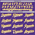 Custom Purple White-Gold Bomber Full-Snap Varsity Letterman Jacket photo 6