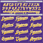 Custom Purple Gold-White Bomber Full-Snap Varsity Letterman Jacket photo 6